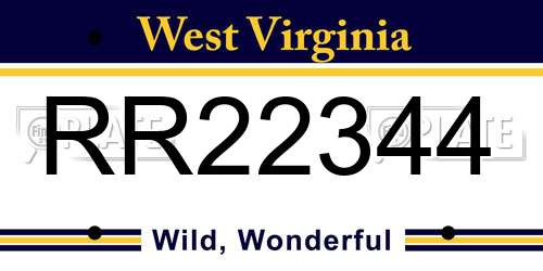 RR22344 West Virginia License Plate