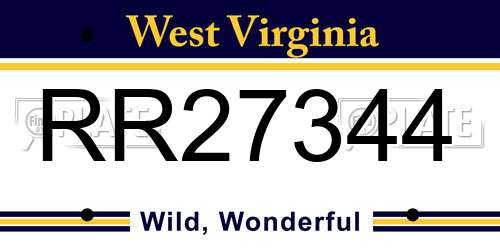 RR27344 West Virginia License Plate