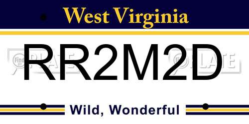 RR2M2D West Virginia License Plate