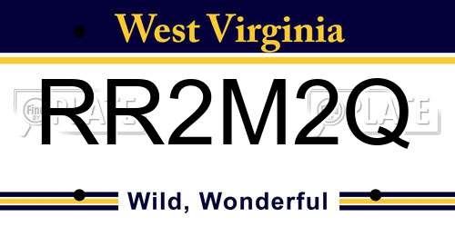 RR2M2Q West Virginia License Plate