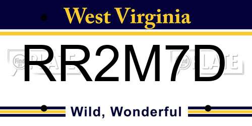 RR2M7D West Virginia License Plate