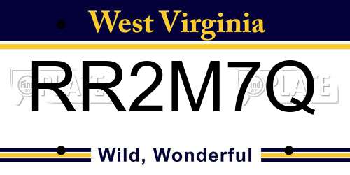 RR2M7Q West Virginia License Plate