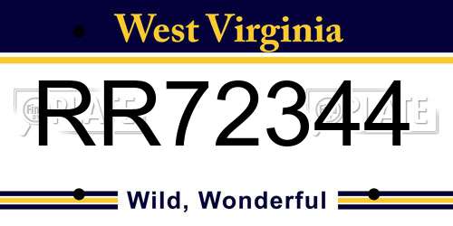 RR72344 West Virginia License Plate