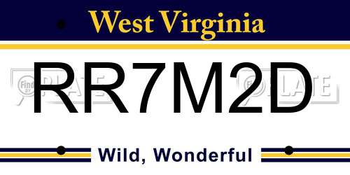 RR7M2D West Virginia License Plate