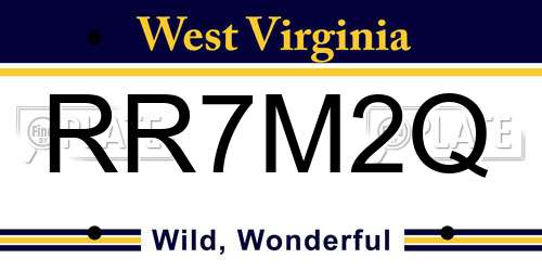 RR7M2Q West Virginia License Plate