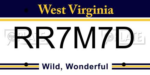 RR7M7D West Virginia License Plate
