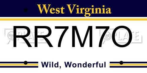 RR7M7O West Virginia License Plate