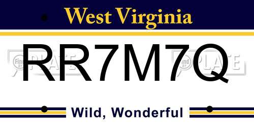 RR7M7Q West Virginia License Plate