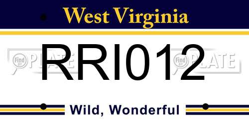 RRI012 West Virginia License Plate