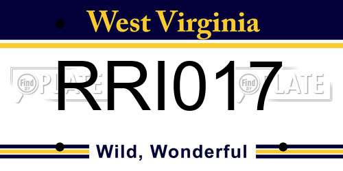 RRI017 West Virginia License Plate