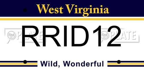 RRID12 West Virginia License Plate