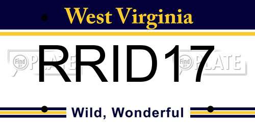 RRID17 West Virginia License Plate
