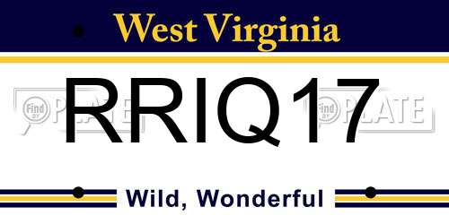 RRIQ17 West Virginia License Plate