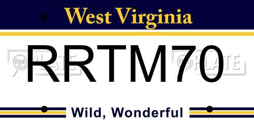 RRTM70 West Virginia License Plate