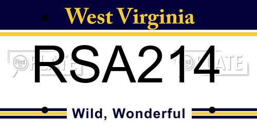 RSA214 West Virginia License Plate