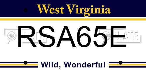 RSA65E West Virginia License Plate
