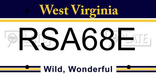 RSA68E West Virginia License Plate