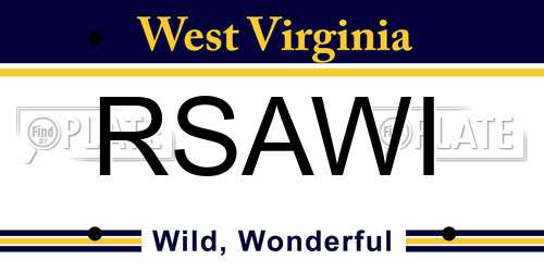 RSAWI West Virginia License Plate