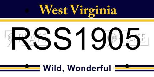 RSS1905 West Virginia License Plate