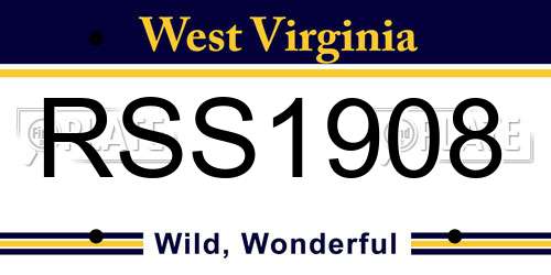 RSS1908 West Virginia License Plate