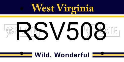 RSV508 West Virginia License Plate