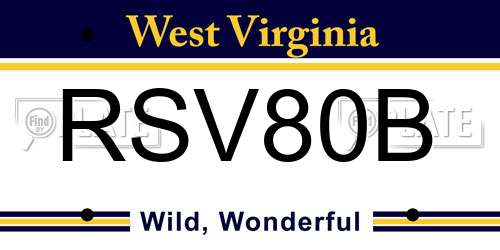 RSV80B West Virginia License Plate