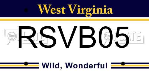 RSVB05 West Virginia License Plate