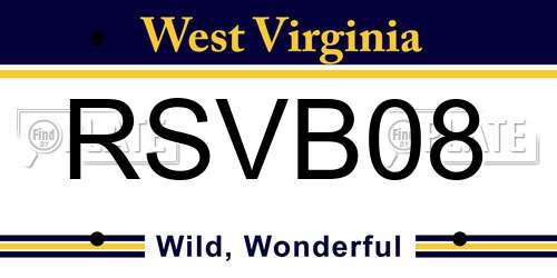 RSVB08 West Virginia License Plate