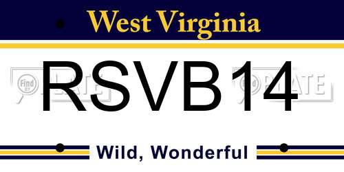 RSVB14 West Virginia License Plate