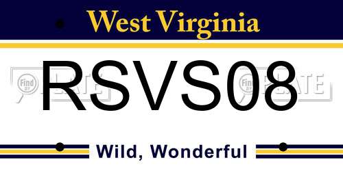 RSVS08 West Virginia License Plate