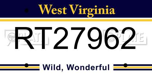 RT27962 West Virginia License Plate