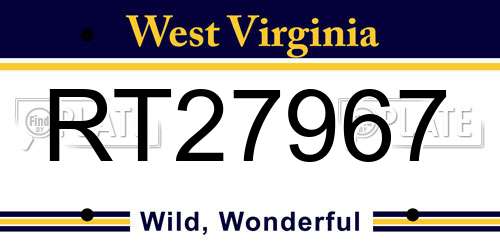 RT27967 West Virginia License Plate