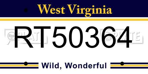 RT50364 West Virginia License Plate