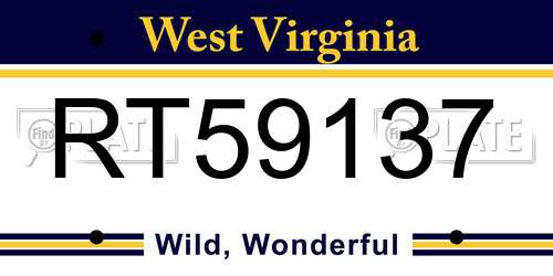 RT59137 West Virginia License Plate