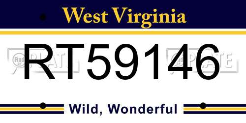 RT59146 West Virginia License Plate