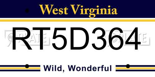 RT5D364 West Virginia License Plate
