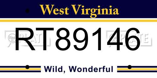 RT89146 West Virginia License Plate