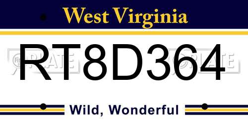 RT8D364 West Virginia License Plate