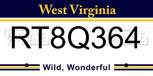 RT8Q364 West Virginia License Plate