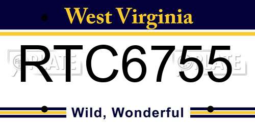 RTC6755 West Virginia License Plate