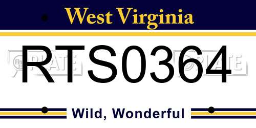 RTS0364 West Virginia License Plate
