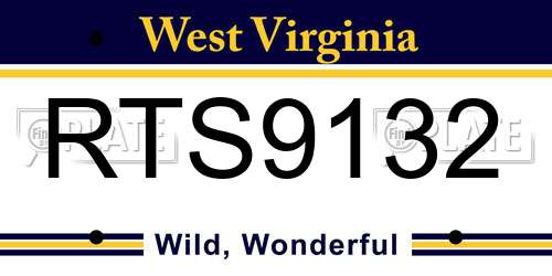 RTS9132 West Virginia License Plate