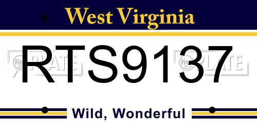 RTS9137 West Virginia License Plate