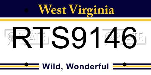 RTS9146 West Virginia License Plate