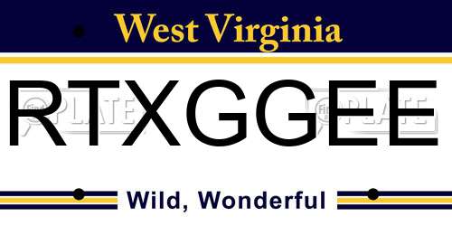 RTXGGEE West Virginia License Plate