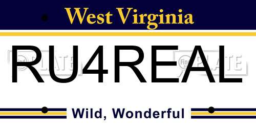 RU4REAL West Virginia License Plate