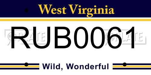 RUB0061 West Virginia License Plate