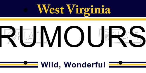 RUMOURS West Virginia License Plate