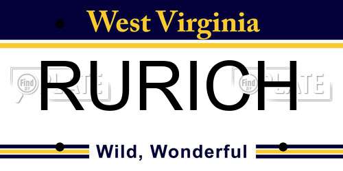 RURICH West Virginia License Plate