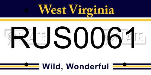 RUS0061 West Virginia License Plate